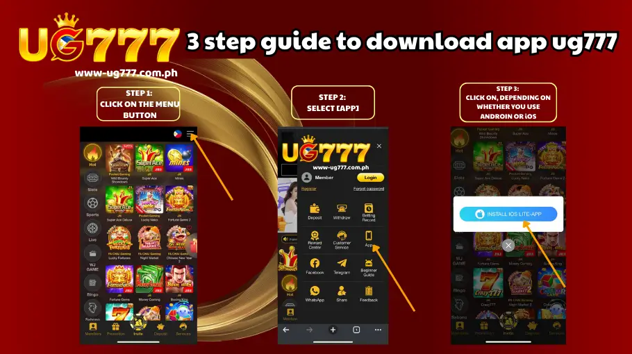 3 step guide to download app ug777 (1)